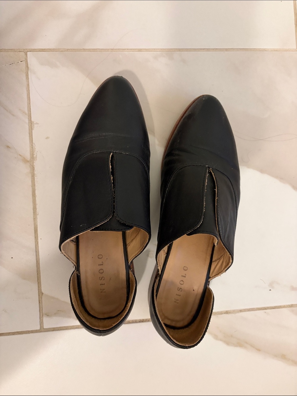 Nisolo Black Leather Pointed Mules